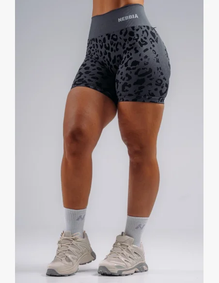 NEBBIA pantaloncini push-up compressivi con motivo leopardato PRIMAL neri