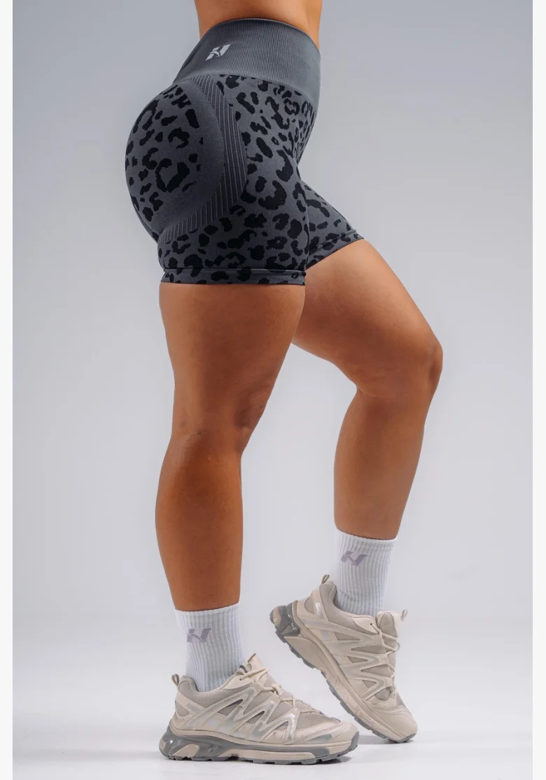 NEBBIA pantaloncini push-up compressivi con motivo leopardato PRIMAL neri