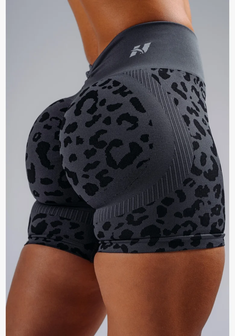 NEBBIA pantaloncini push-up compressivi con motivo leopardato PRIMAL neri