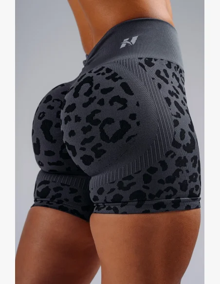 NEBBIA pantaloncini push-up compressivi con motivo leopardato PRIMAL neri