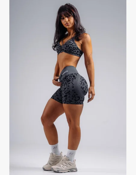 NEBBIA pantaloncini push-up compressivi con motivo leopardato PRIMAL neri