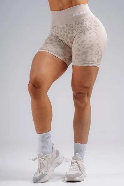 NEBBIA pantaloncini push-up compressivi con motivo leopardato PRIMAL crema 2