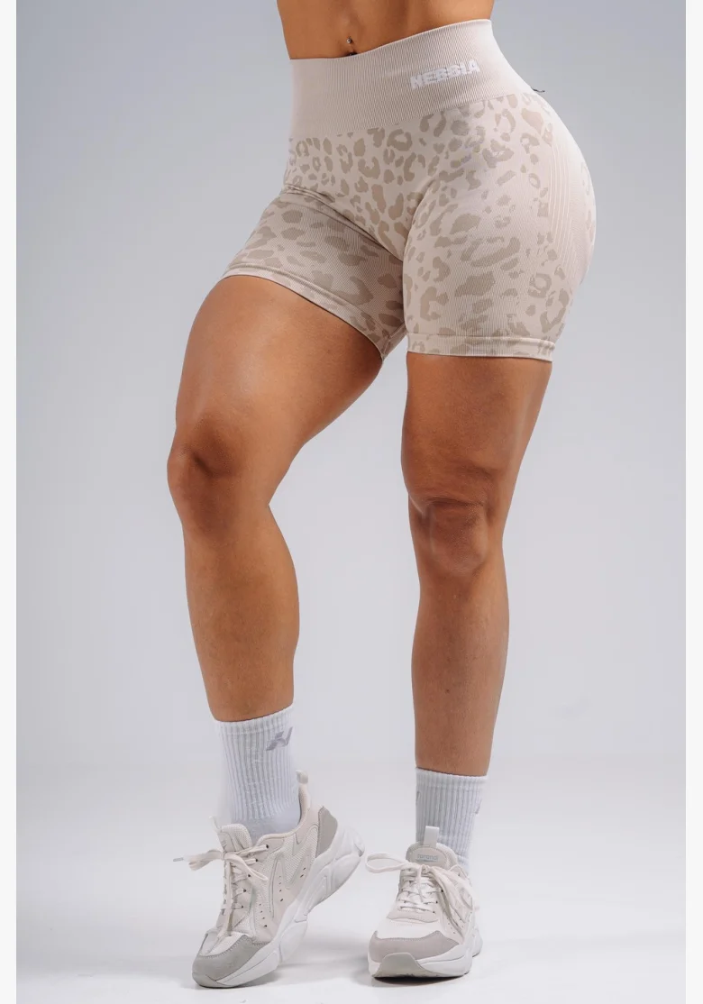 NEBBIA pantaloncini push-up compressivi con motivo leopardato PRIMAL crema
