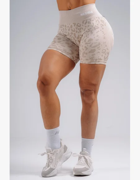 NEBBIA pantaloncini push-up compressivi con motivo leopardato PRIMAL crema