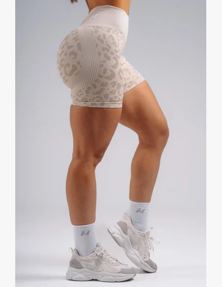 NEBBIA pantaloncini push-up compressivi con motivo leopardato PRIMAL crema