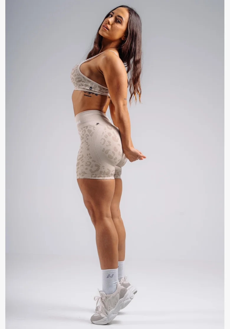 NEBBIA pantaloncini push-up compressivi con motivo leopardato PRIMAL crema