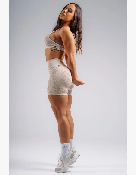 NEBBIA pantaloncini push-up compressivi con motivo leopardato PRIMAL crema