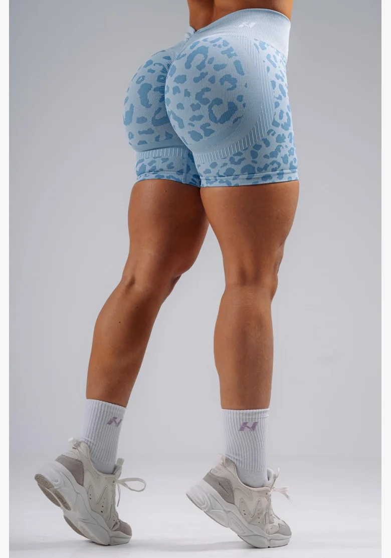 NEBBIA pantaloncini push-up compressivi con motivo leopardato PRIMAL blu