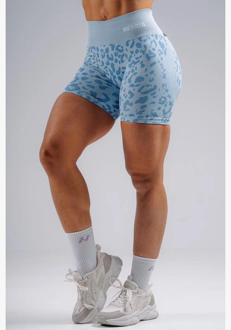NEBBIA pantaloncini push-up compressivi con motivo leopardato PRIMAL blu
