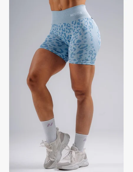 NEBBIA pantaloncini push-up compressivi con motivo leopardato PRIMAL blu