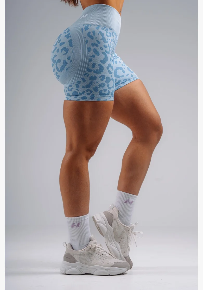 NEBBIA pantaloncini push-up compressivi con motivo leopardato PRIMAL blu