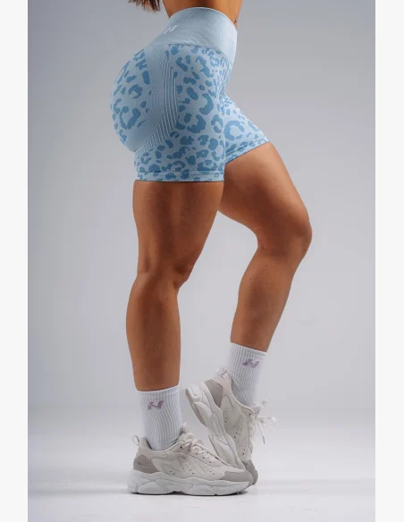 NEBBIA pantaloncini push-up compressivi con motivo leopardato PRIMAL blu