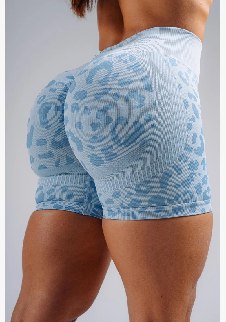 NEBBIA pantaloncini push-up compressivi con motivo leopardato PRIMAL blu
