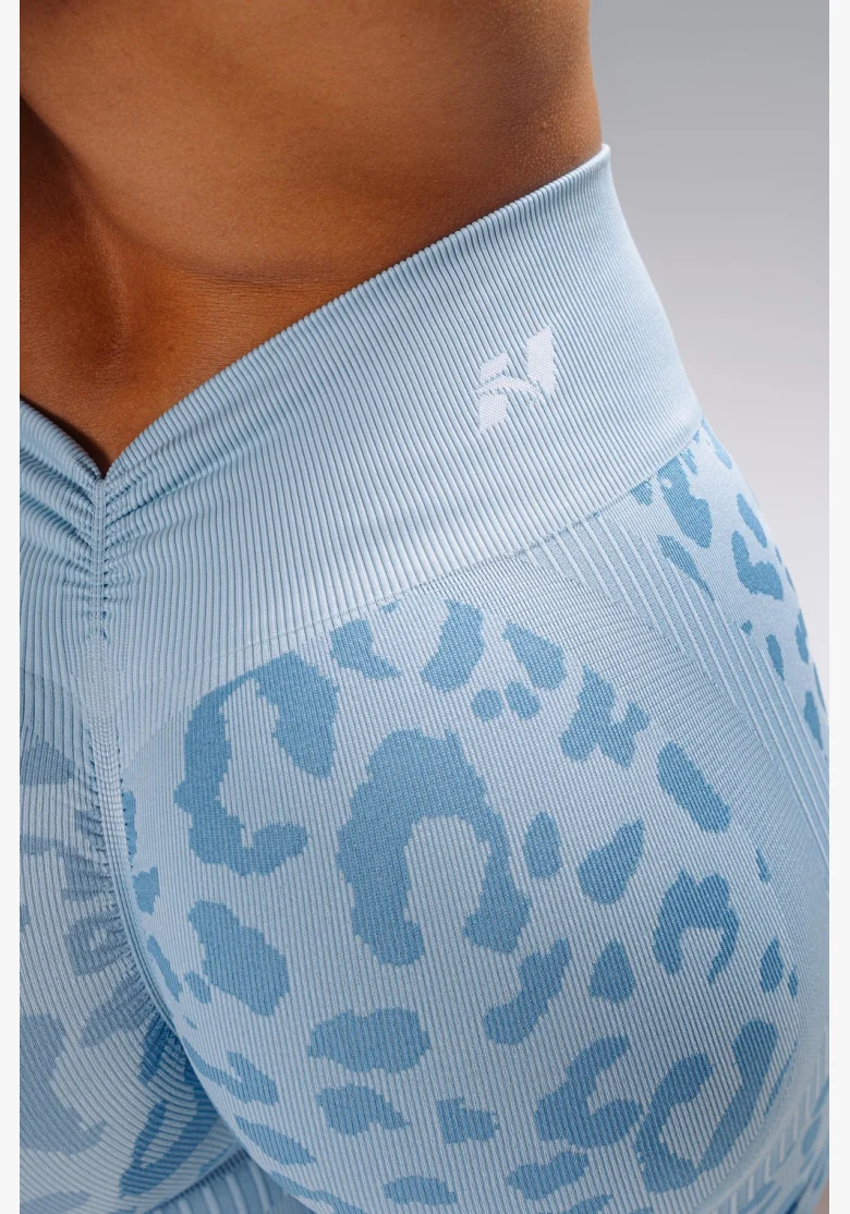 NEBBIA pantaloncini push-up compressivi con motivo leopardato PRIMAL blu