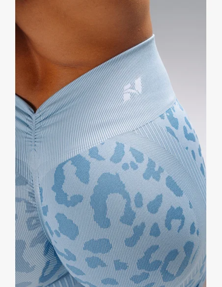 NEBBIA pantaloncini push-up compressivi con motivo leopardato PRIMAL blu