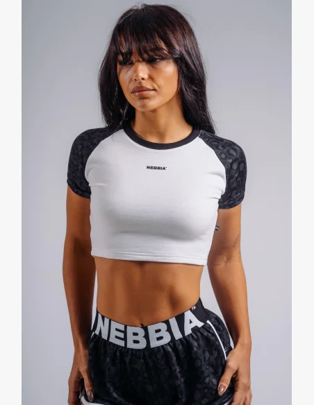 NEBBIA Crop top con motivo leopardato '97 PRIMAL nero