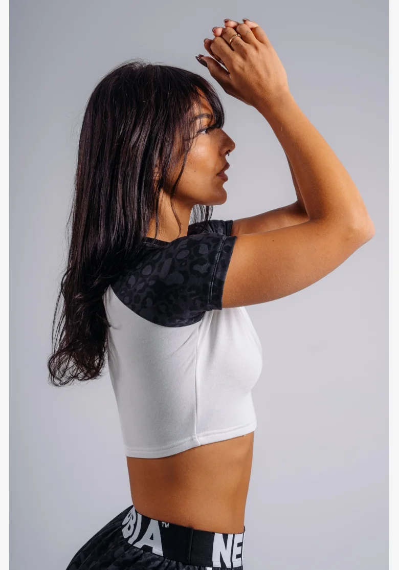 NEBBIA Crop top con motivo leopardato '97 PRIMAL nero