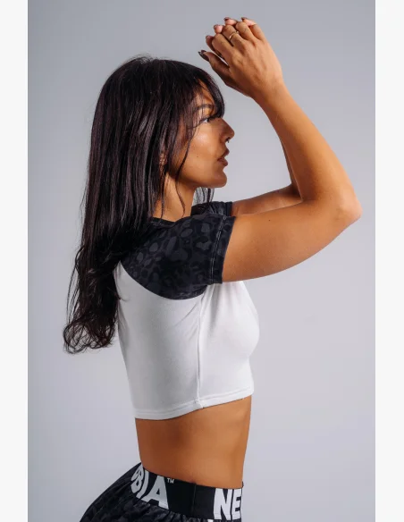 NEBBIA Crop top con motivo leopardato '97 PRIMAL nero