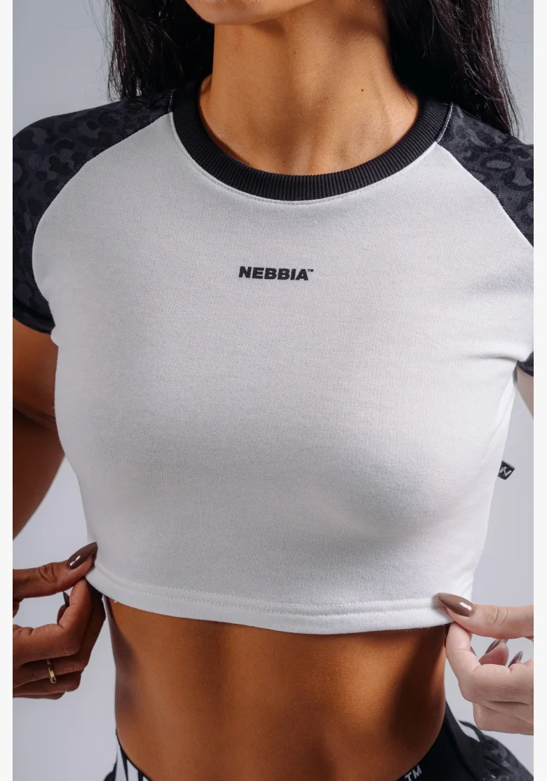 NEBBIA Crop top con motivo leopardato '97 PRIMAL nero