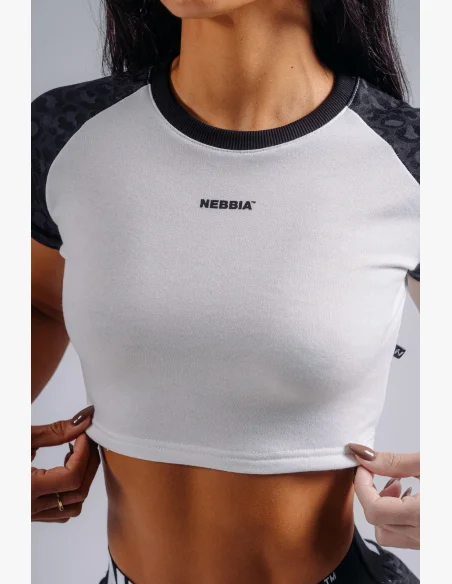NEBBIA Crop top con motivo leopardato '97 PRIMAL nero