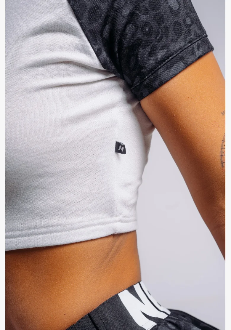 NEBBIA Crop top con motivo leopardato '97 PRIMAL nero