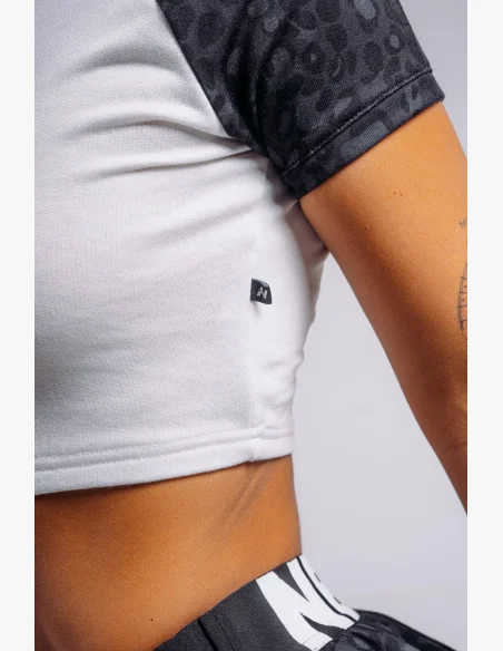 NEBBIA Crop top con motivo leopardato '97 PRIMAL nero
