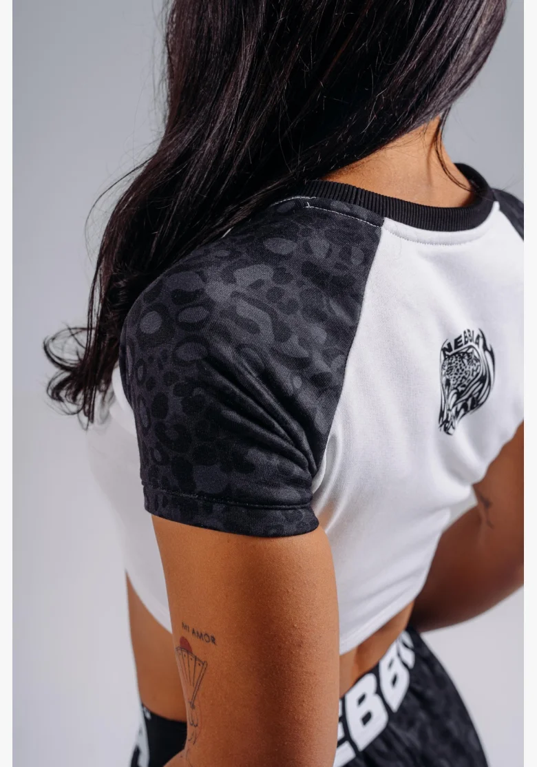 NEBBIA Crop top con motivo leopardato '97 PRIMAL nero