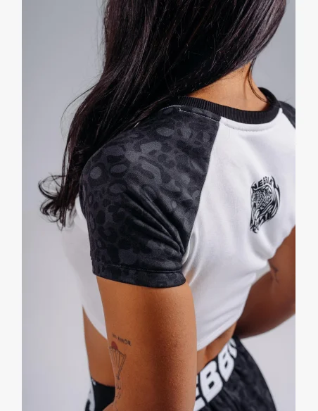 NEBBIA Crop top con motivo leopardato '97 PRIMAL nero