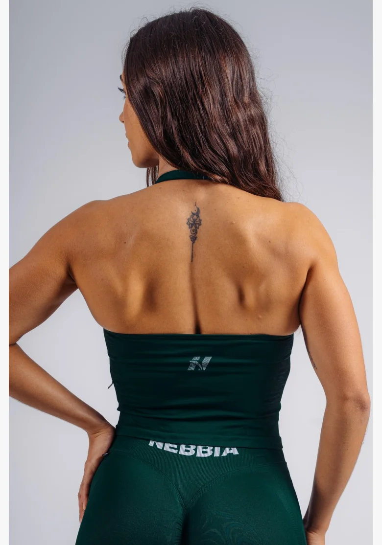 NEBBIA top allacciato al collo con reggiseno incorporato PRIMAL verde