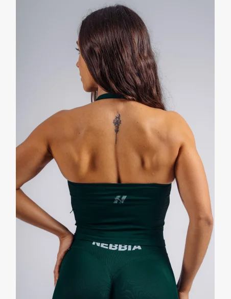NEBBIA top allacciato al collo con reggiseno incorporato PRIMAL verde