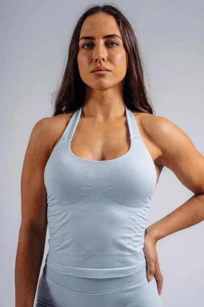 NEBBIA top allacciato al collo con reggiseno incorporato PRIMAL blu