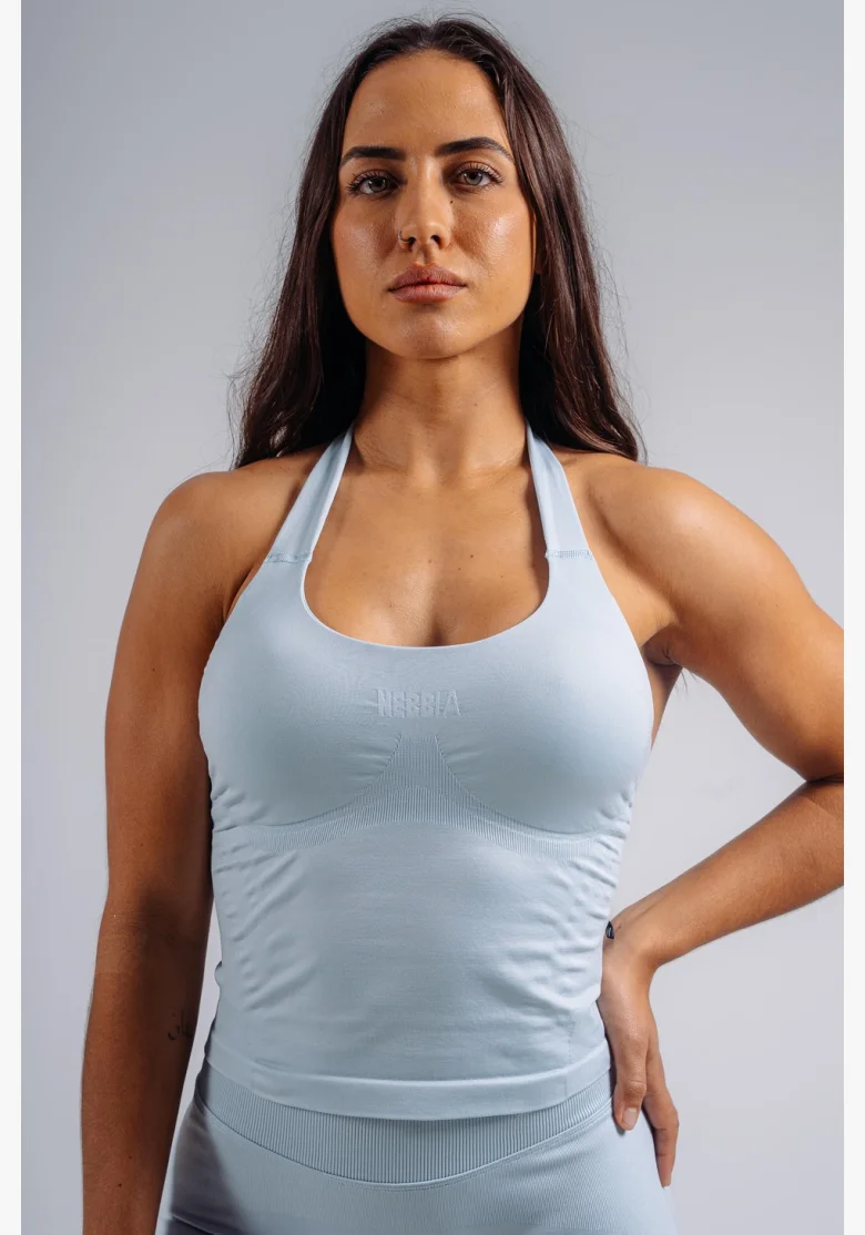 NEBBIA top allacciato al collo con reggiseno incorporato PRIMAL blu