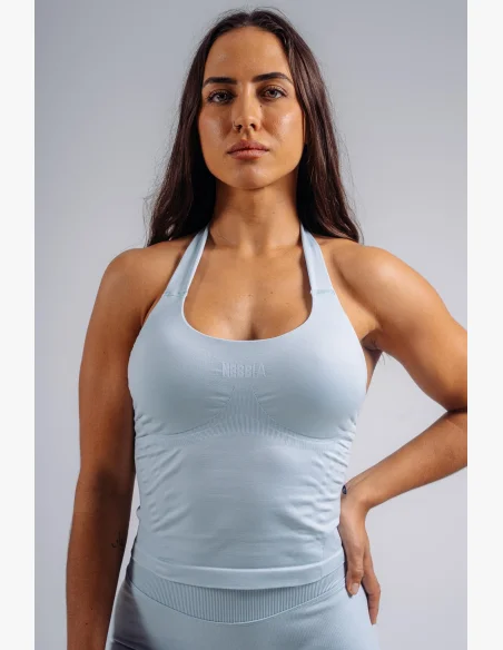 NEBBIA top allacciato al collo con reggiseno incorporato PRIMAL blu