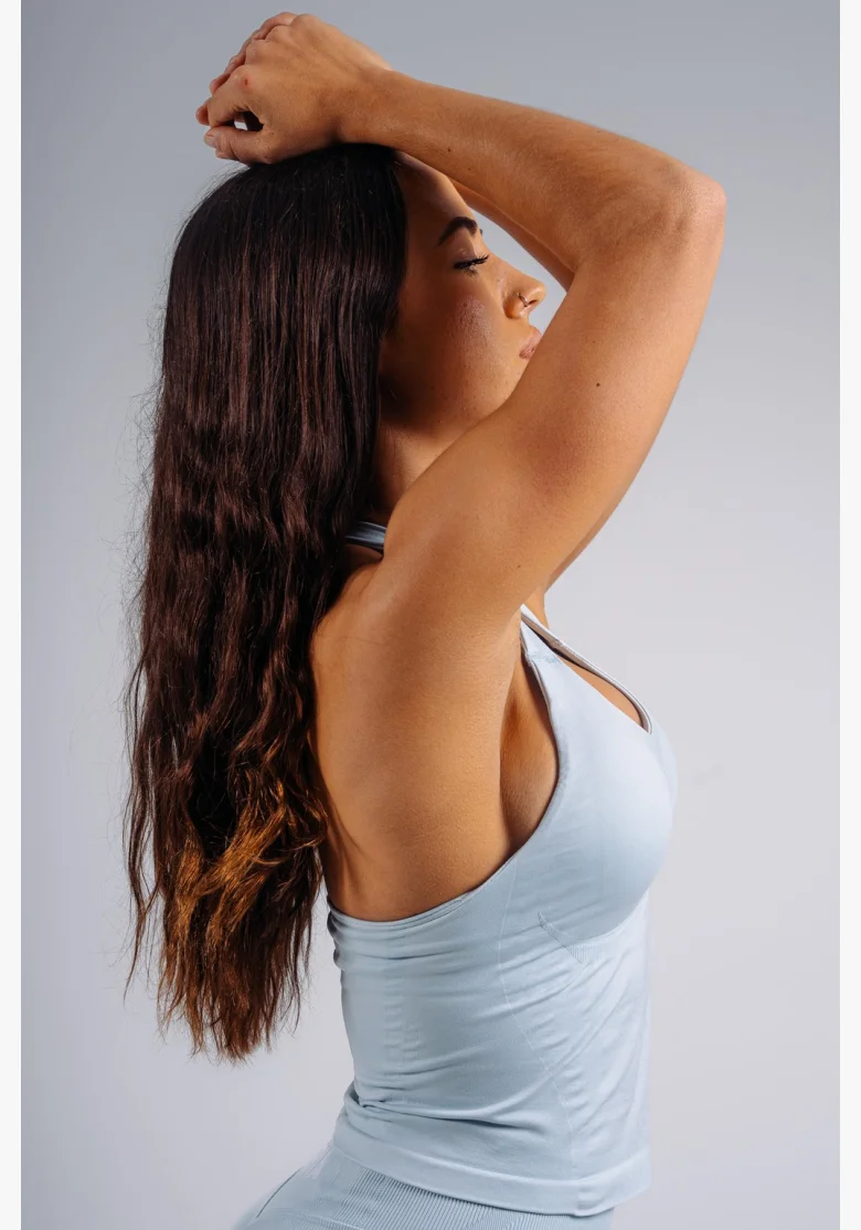 NEBBIA top allacciato al collo con reggiseno incorporato PRIMAL blu