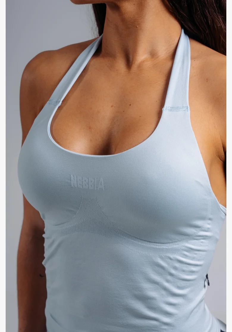 NEBBIA top allacciato al collo con reggiseno incorporato PRIMAL blu