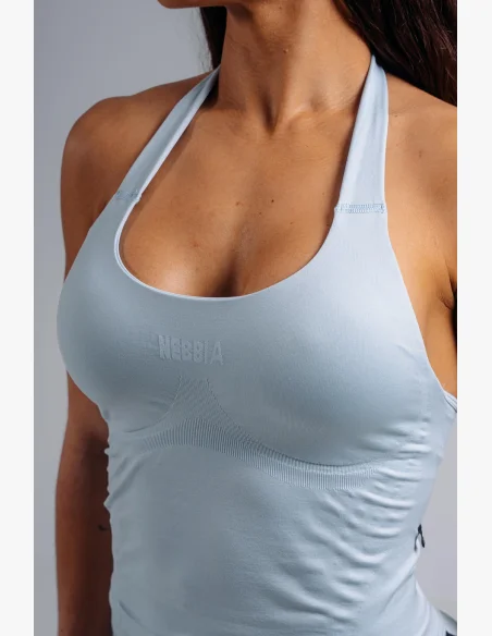 NEBBIA top allacciato al collo con reggiseno incorporato PRIMAL blu