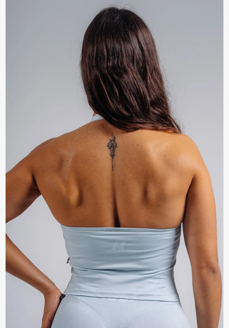 NEBBIA top allacciato al collo con reggiseno incorporato PRIMAL blu