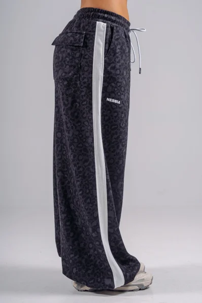NEBBIA pantaloni larghi con motivo leopardato PRIMAL neri 2