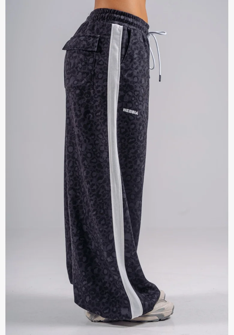 NEBBIA pantaloni larghi con motivo leopardato PRIMAL neri