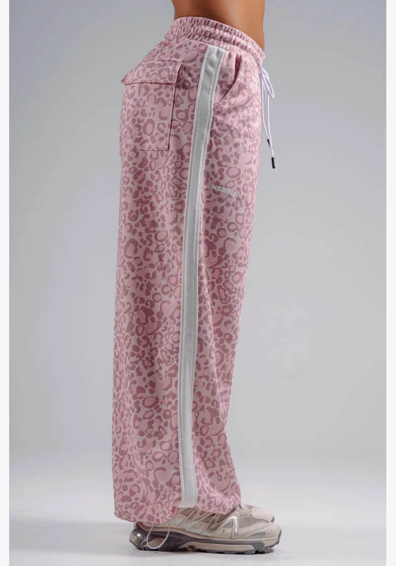 NEBBIA pantaloni larghi con motivo leopardato PRIMAL rosa