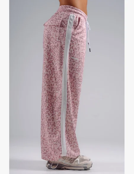 NEBBIA pantaloni larghi con motivo leopardato PRIMAL rosa