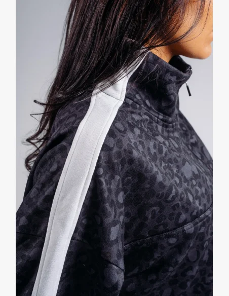 NEBBIA Felpa half-zip con motivo leopardato PRIMAL nera