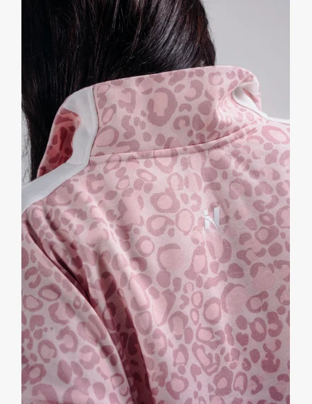 NEBBIA Felpa half-zip con motivo leopardato PRIMAL rosa