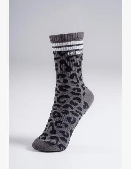 NEBBIA Crew calzini con motivo leopardato PRIMAL neri