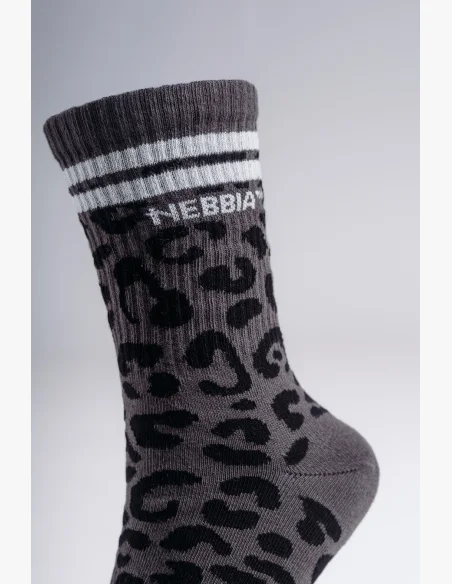NEBBIA Crew calzini con motivo leopardato PRIMAL neri