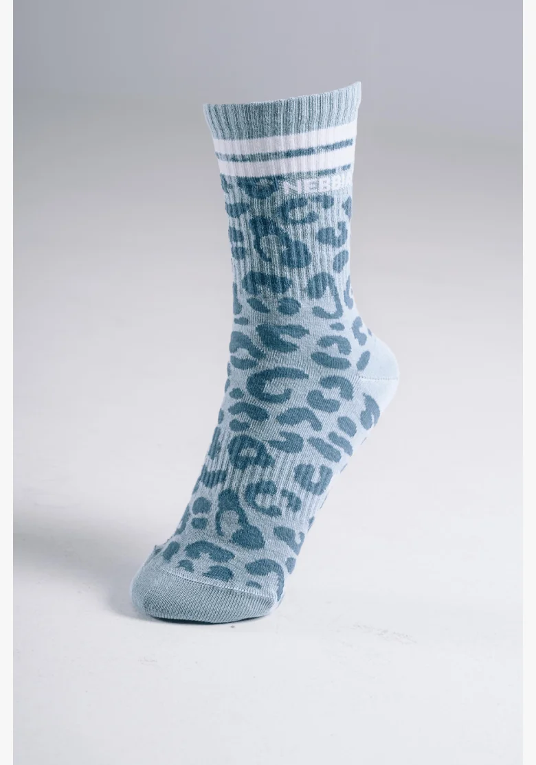 NEBBIA Crew calzini con motivo leopardato PRIMAL blu