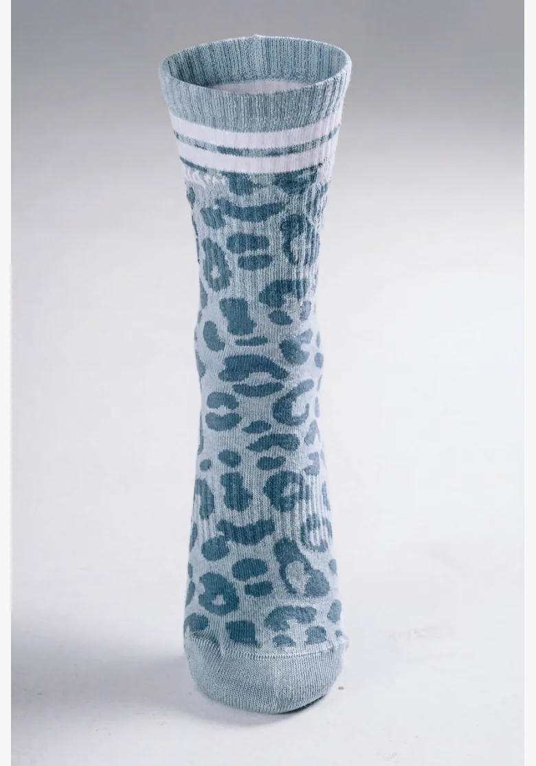 NEBBIA Crew calzini con motivo leopardato PRIMAL blu