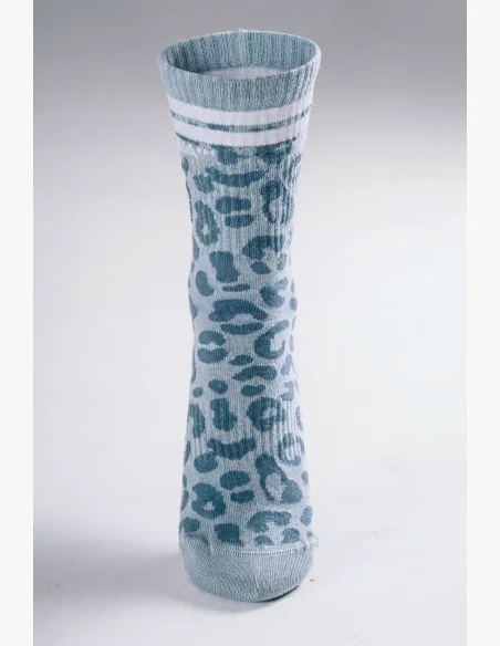 NEBBIA Crew calzini con motivo leopardato PRIMAL blu