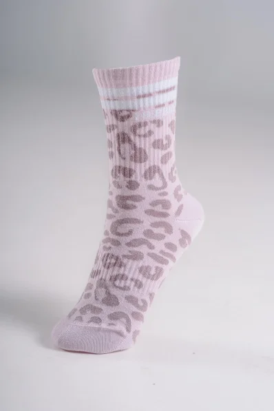 NEBBIA Crew calzini con motivo leopardato PRIMAL rosa