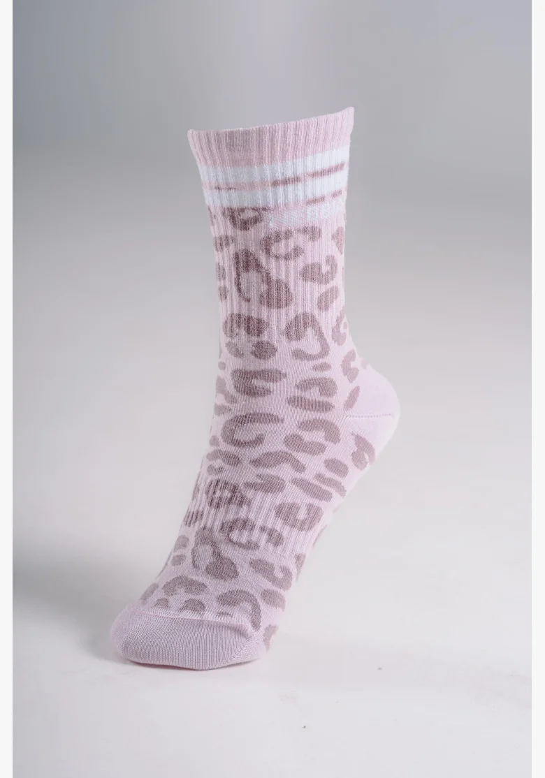 NEBBIA Crew calzini con motivo leopardato PRIMAL rosa